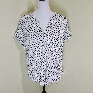 Fred David Black and Tan Polka Dot Top